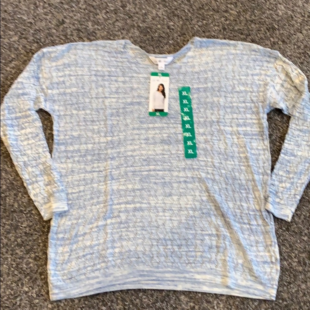 NWT blue and white marbled sweater